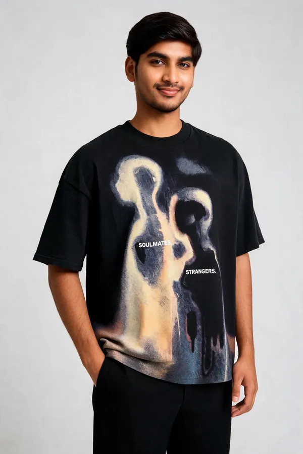 Black_Cotton_Oversized_Soulmates_Strangers_Graphic_Tee_For_Unisex