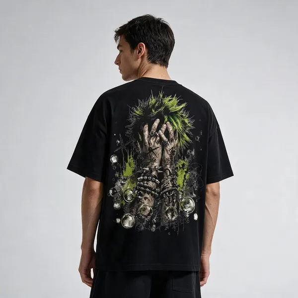 Black_Cotton_Oversized_Neon_Chaos_Graphic_Tee_For_Unisex