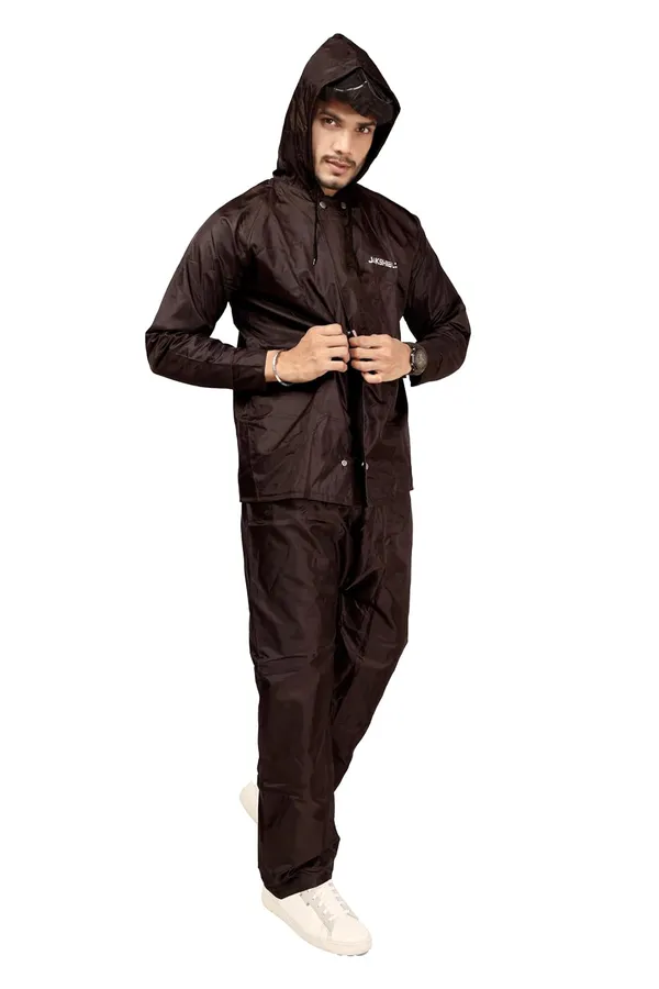 Rain_Coat_For_Men_With_Adjustable_Hood_Polyester_Waterproof_Full_Sleeves_Top_And_Bottom_Set_Rainwear_Front_Zip_With_Snap_Button_Flap