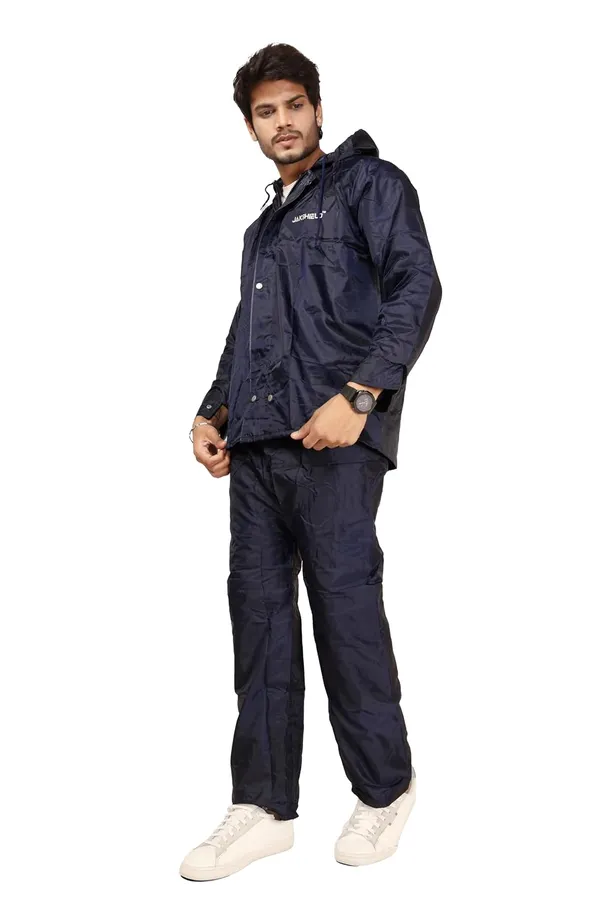 Rain_Coat_For_Men_With_Adjustable_Hood_Polyester_Waterproof_Full_Sleeves_Top_And_Bottom_Set_Rainwear_Front_Zip_With_Snap_Button_Flap