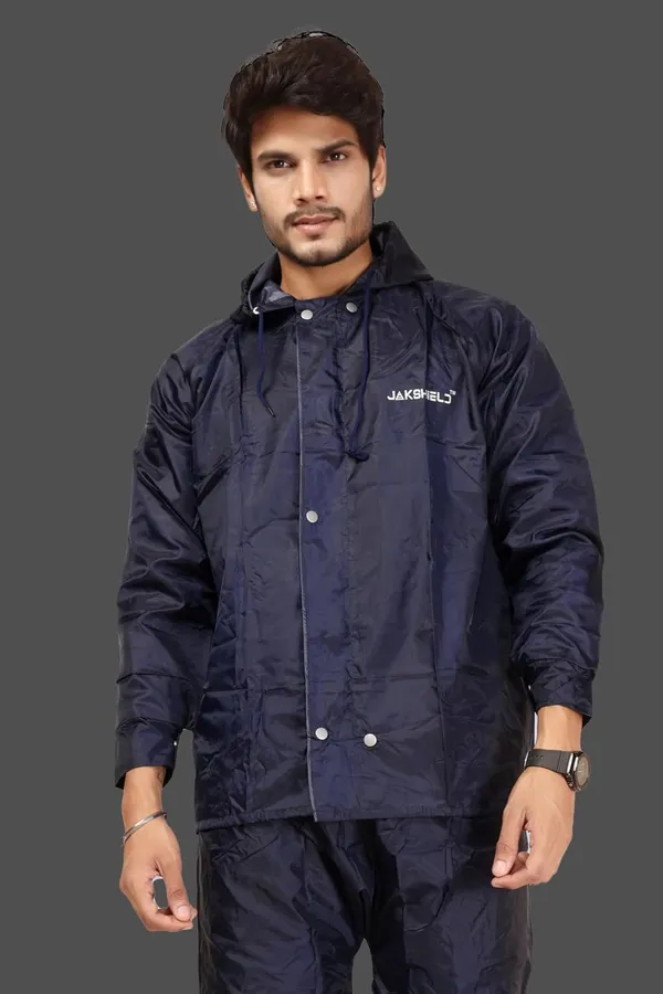 Rain_Coat_For_Men_With_Adjustable_Hood_Polyester_Waterproof_Full_Sleeves_Top_And_Bottom_Set_Rainwear_Front_Zip_With_Snap_Button_Flap