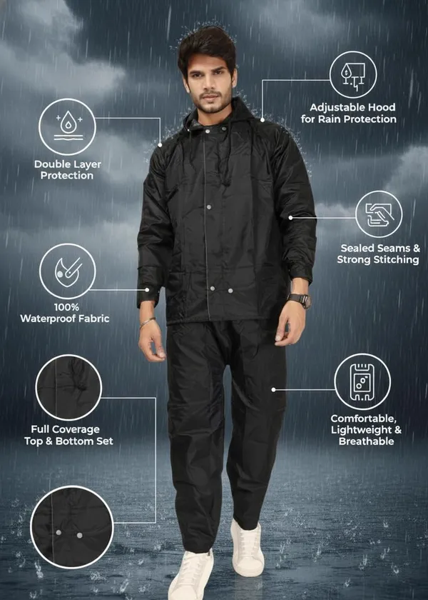 Product_Summary_Jakshield_Rain_Coat_For_Men_With_Adjustable_Hood_Polyester_Waterproof_Full_Sleeves_Top_And_Bottom_Set_Rainwear_Front_Zip_With_Snap_Button_Flap