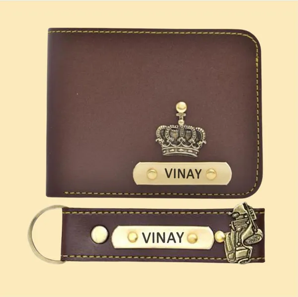 Brown_Faux_Leather_Personalized_Wallet_And_Keychain_Set_For_Men