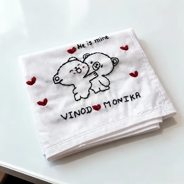 White_Fabric_Embroidered_Personalized_Handkerchief_For_Couples