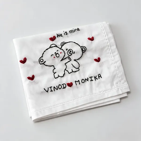 White_Fabric_Embroidered_Personalized_Handkerchief_For_Couples