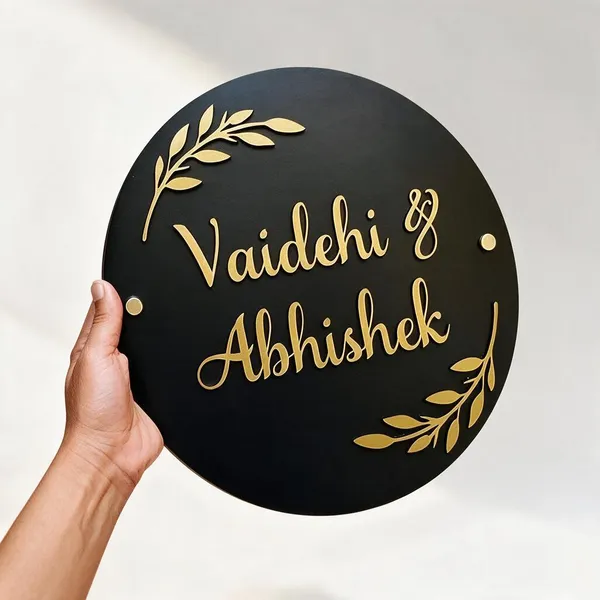 Black_Floral_Personalized_Name_Plate_Set