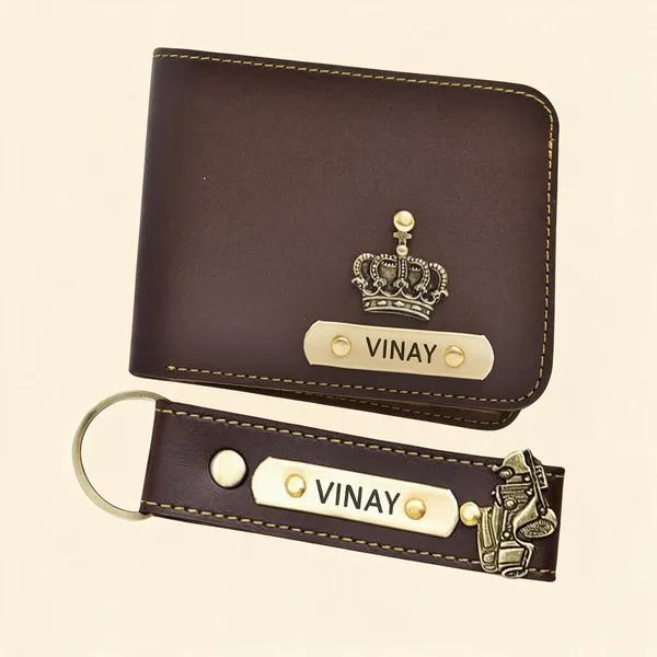 Brown_Faux_Leather_Personalized_Wallet_And_Keychain_Set_For_Men