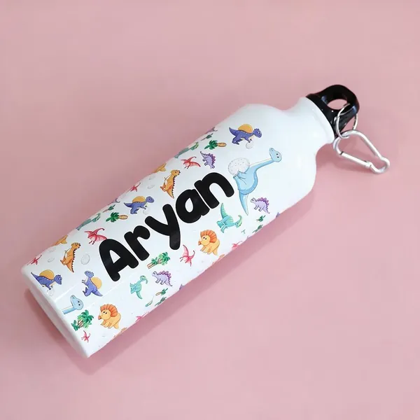 Metal_Dinosaur_Print_Personalised_Water_Bottle
