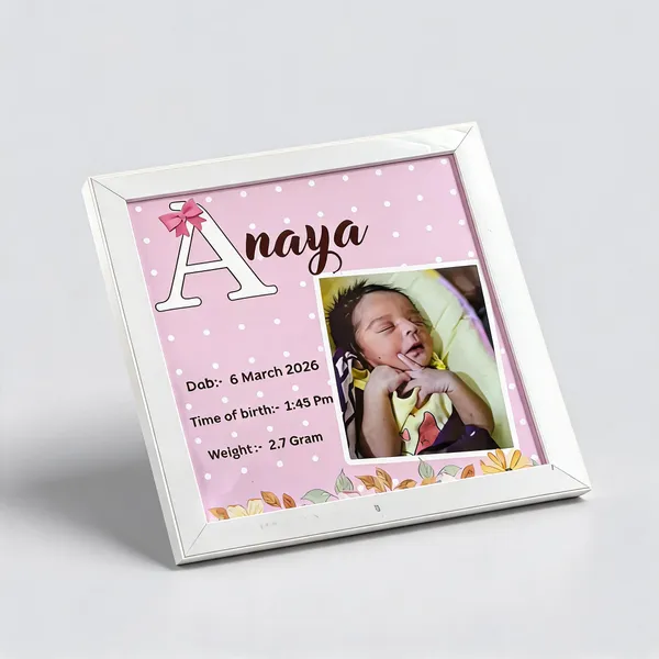 White_Floral_Polka_Dot_Baby_Personalised_Photo_Frame