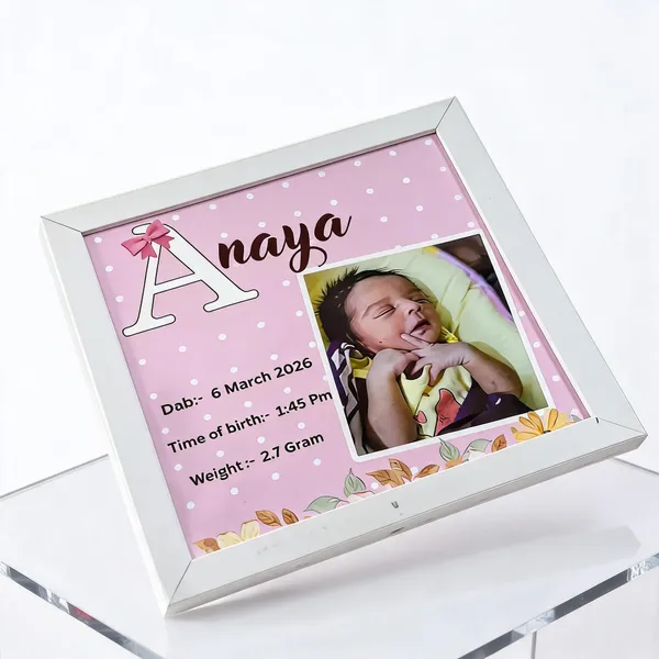 White_Floral_Polka_Dot_Baby_Personalised_Photo_Frame