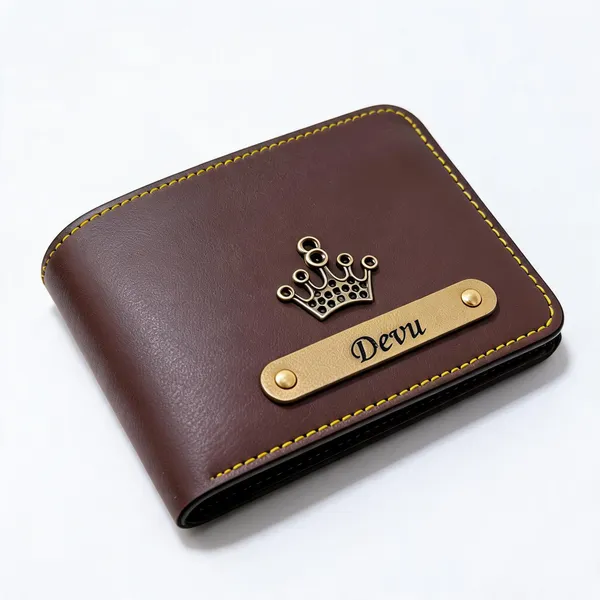 Brown_Leather-Look_Bifold_Crown_Emblem_Wallet_For_Men