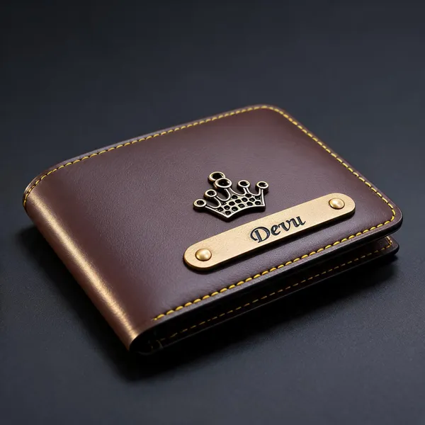 Brown_Leather-Look_Bifold_Crown_Emblem_Wallet_For_Men