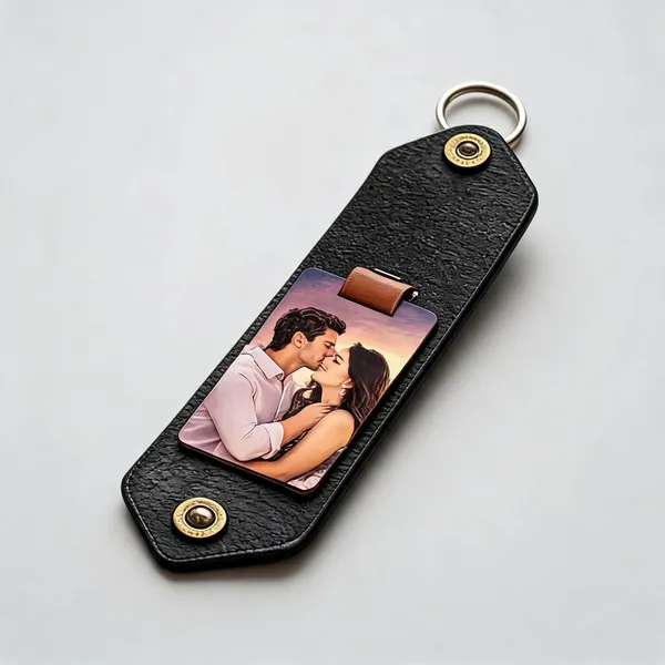 Black_Faux_Leather_Photo_Slot_Keychain