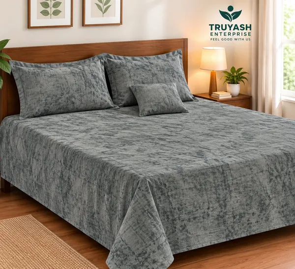 Grey_Abstract_Pattern_King_Size_Bed_Sheet
