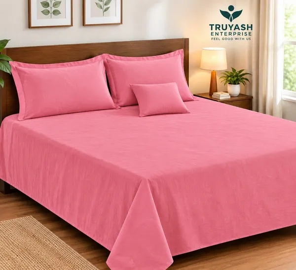 Pink_Solid_Double_Bed_Sheet_Set