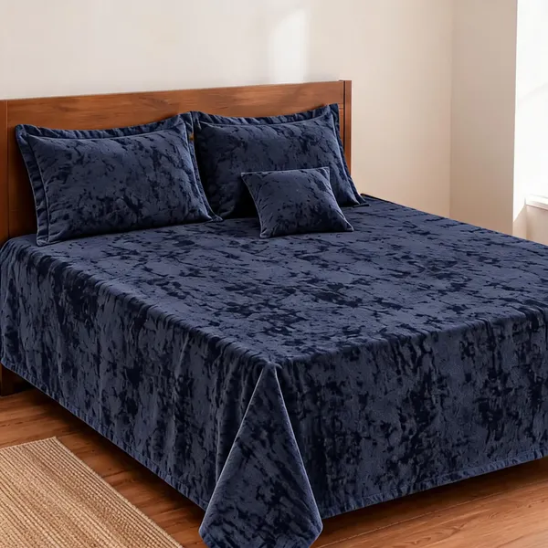 Navy_Blue_Velvet_Textured_King_Size_Bed_Sheet_Set