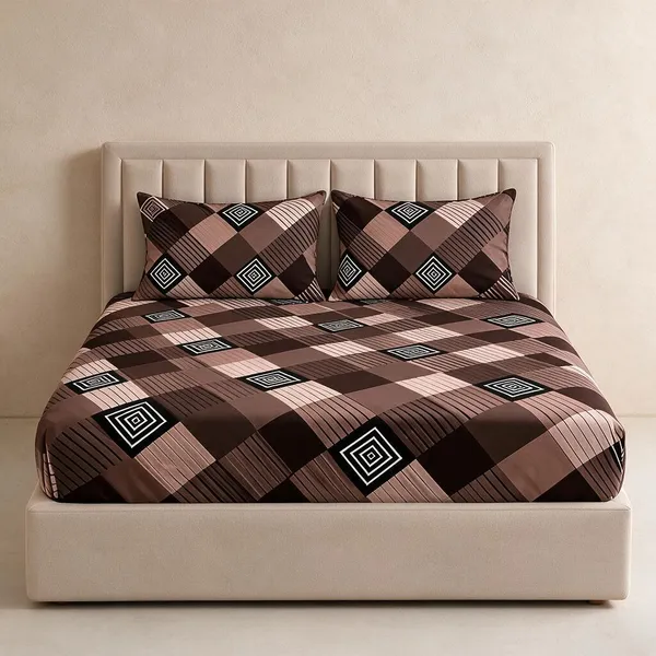 Brown_Geometric_Print_Fitted_Bed_Sheet_Set