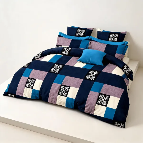 Blue_Geometric_Floral_Print_Comforter_Set