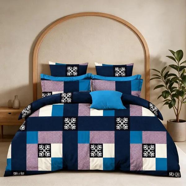 Blue_Geometric_Floral_Print_Comforter_Set