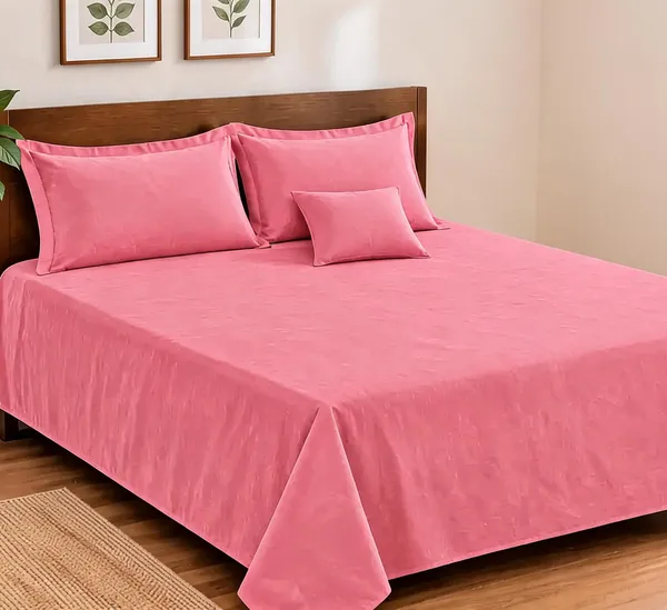 Pink_Solid_Double_Bed_Sheet_Set