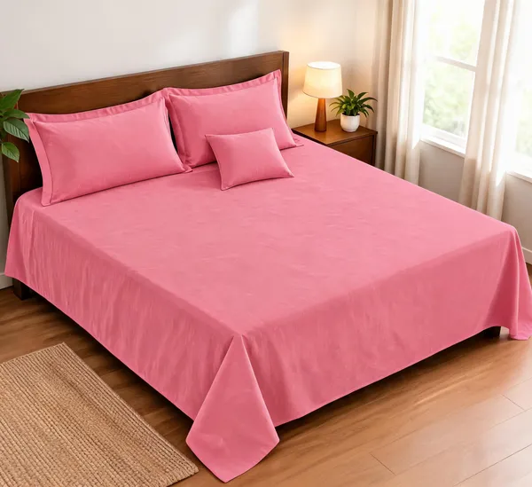Pink_Solid_Double_Bed_Sheet_Set