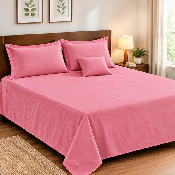 Pink_Solid_Double_Bed_Sheet_Set