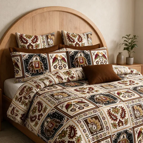 Printed_Paisley_Floral_Bedding_Set_With_Pillow_Covers