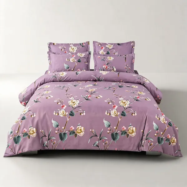 Purple_Floral_Print_Bedding_Set