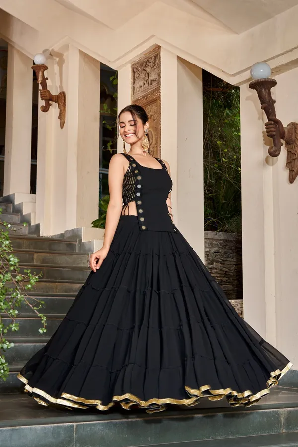 Black_Featherlight_Flared_Lehenga_Set_With_Koti_For_Women