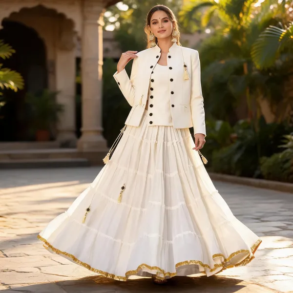 Ivory_White_Featherlight_Flared_Lehenga_Set_With_Koti_For_Women