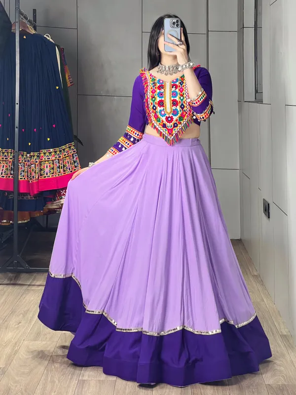 Light_Purple_And_Royal_Blue_Rayon_Cotton_Embroidered_Flared_Lehenga_Choli_For_Women
