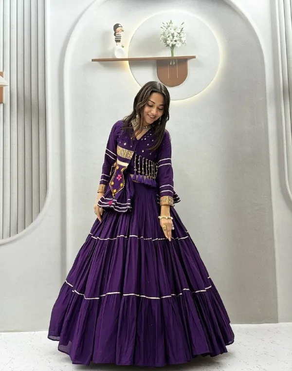 Deep_Purple_Cotton_Anarkali_Flared_Lehenga_Choli_Set_For_Women
