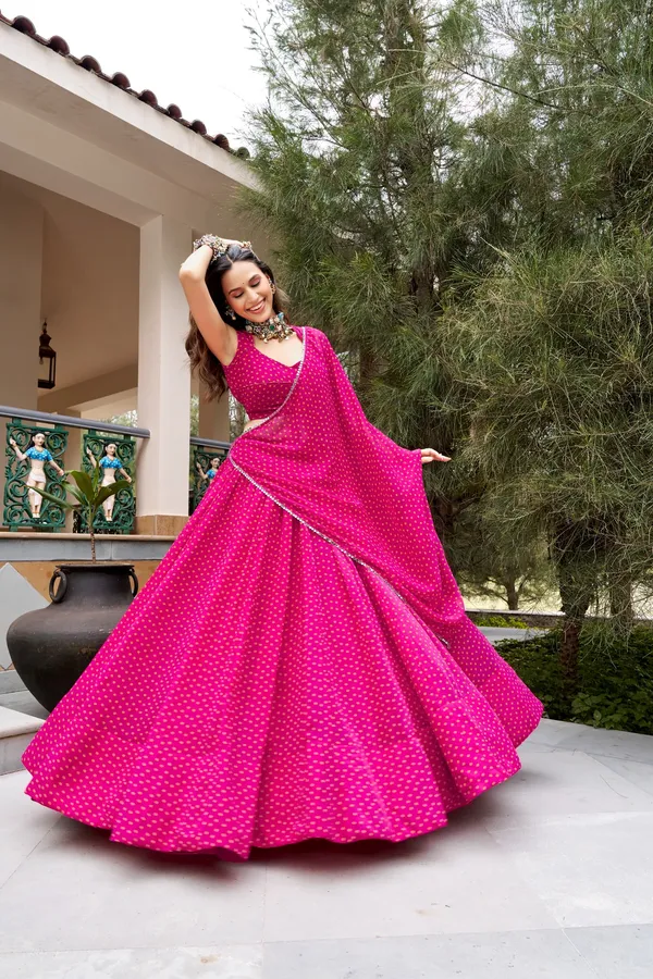 Pink_Georgette_Flared_Lehenga_Choli_Set_With_Dupatta_For_Women