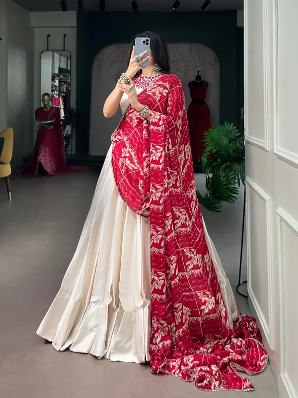 Off-White_Red_Monga_Silk_Printed_Flared_Lehenga_Choli_Set_For_Women