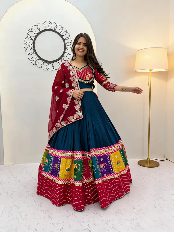 Multicolor_Cotton_Embroidered_Flared_Lehenga_Choli_Set_For_Women