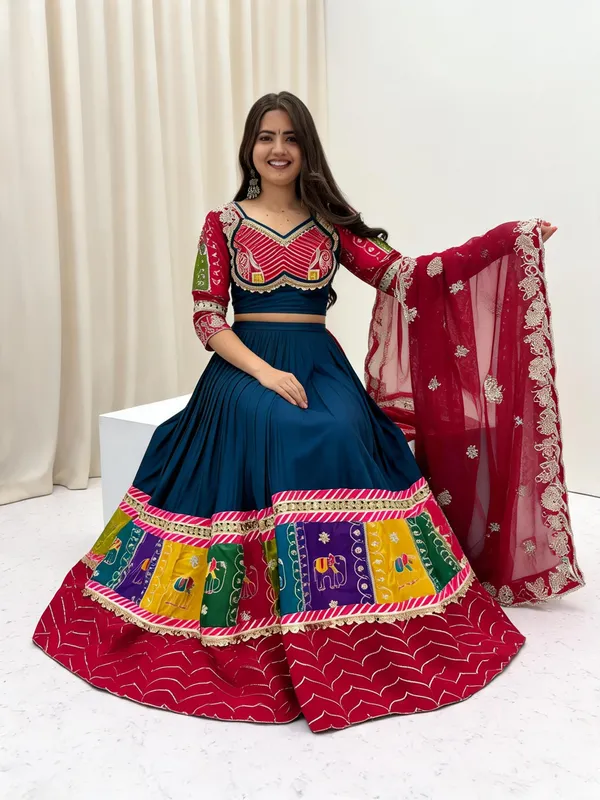 Multicolor_Cotton_Embroidered_Flared_Lehenga_Choli_Set_For_Women