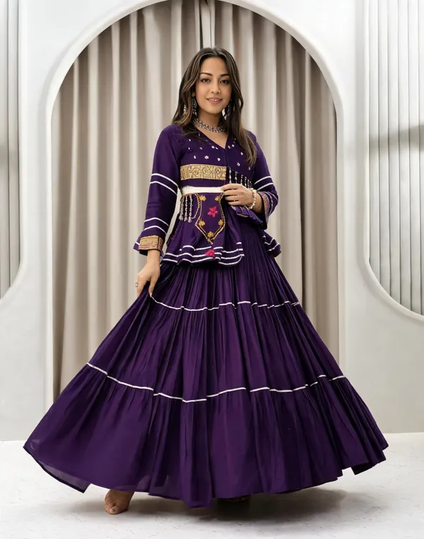 Deep_Purple_Cotton_Anarkali_Flared_Lehenga_Choli_Set_For_Women