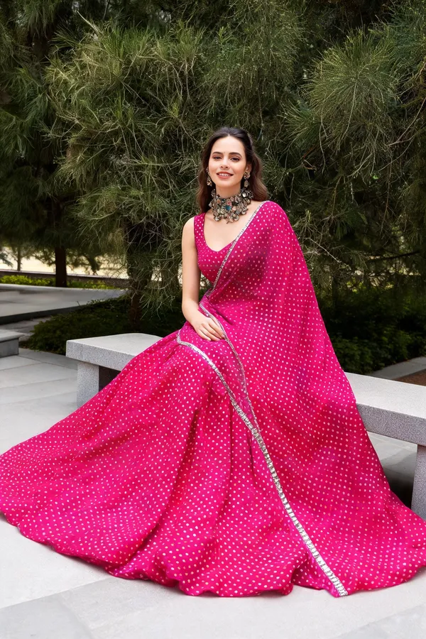 Pink_Georgette_Flared_Lehenga_Choli_Set_With_Dupatta_For_Women