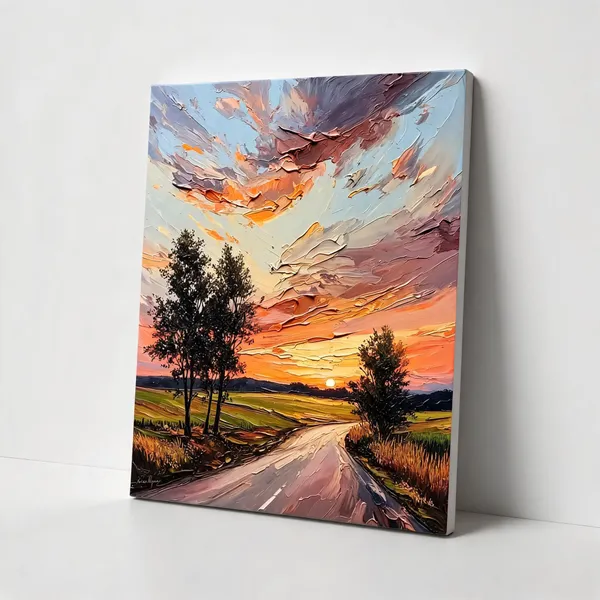Multicolour_Textured_Sunset_Landscape_Wall_Art__Canvas_Roll