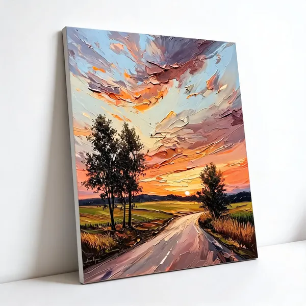 Multicolour_Textured_Sunset_Landscape_Wall_Art__Canvas_Roll