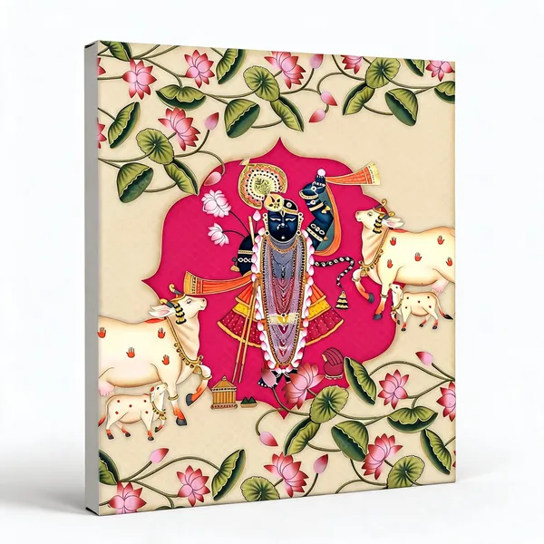 Traditional_Krishna_Cow_Lotus_Print_Bedsheet__Canvas_Roll