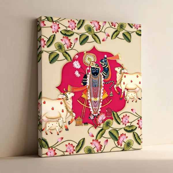 Traditional_Krishna_Cow_Lotus_Print_Bedsheet__Canvas_Roll