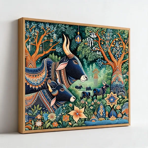 Beautiful_Cow_Painting_With_Intricated_Pattern_400_Gsm_Gallery_Wrapped_Canvas_On_Premium_1_5x1_5_Inch_Pine_Wood_Frame_Gallery_Wrapped_Ready_To_Hang