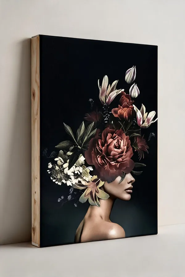 Artistic_Woman_With_Flower_On_Head_400_Gsm_Gallery_Wrapped_Canvas_On_Premium_1_5x1_5_Inch_Pine_Wood_Frame_Gallery_Wrapped_Ready_To_Hang