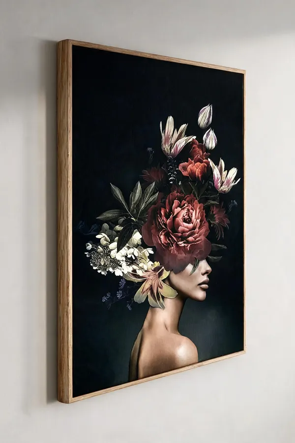 Artistic_Woman_With_Flower_On_Head_400_Gsm_Gallery_Wrapped_Canvas_On_Premium_1_5x1_5_Inch_Pine_Wood_Frame_Gallery_Wrapped_Ready_To_Hang