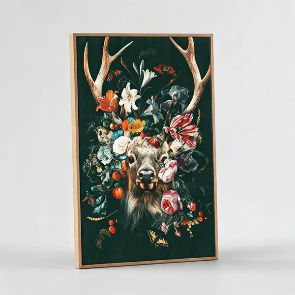 Stunning_Deer_With_Floral_Background_400_Gsm_Gallery_Wrapped_Canvas_On_Premium_1_5x1_5_Inch_Pine_Wood_Frame_400_Gsm_Gallery_Wrapped_Canvas_On_Premium_1_5x1_5_Inch_Pine_Wood_Frame_Gallery_Wrapped_Ready_To_Hang