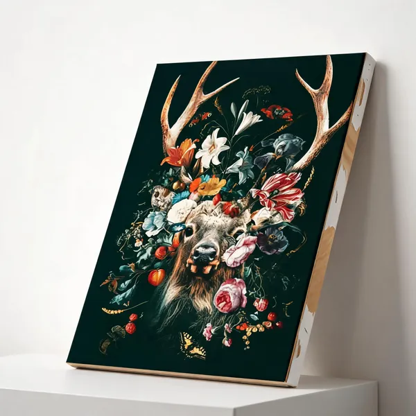 Stunning_Deer_With_Floral_Background_400_Gsm_Gallery_Wrapped_Canvas_On_Premium_1_5x1_5_Inch_Pine_Wood_Frame_400_Gsm_Gallery_Wrapped_Canvas_On_Premium_1_5x1_5_Inch_Pine_Wood_Frame_Gallery_Wrapped_Ready_To_Hang