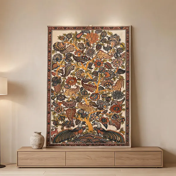 Kalamkari_Canvas_Wall_Art_Floral_Motifs_400_Gsm_Gallery_Wrapped_Canvas_Roll