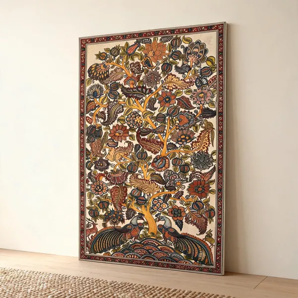Kalamkari_Canvas_Wall_Art_Floral_Motifs_400_Gsm_Gallery_Wrapped_Canvas_Roll
