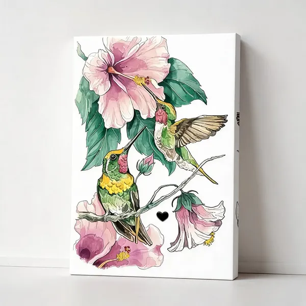 Canvas_Wall_Art_Water_Colour_Flowers_Birds_Painting_Botanical_400_Gsm_Gallery_Wrapped_Canvas_Gallery_Wrapped_Ready_To_Hang